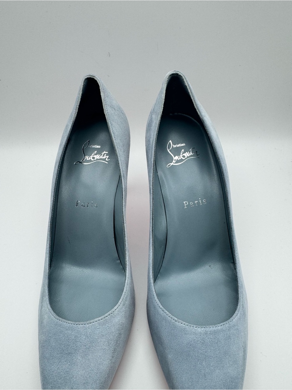Christian Louboutin Condora 85 Pumps Grey Blue Suede Red Bottom EU 38.5 - Picture 3 of 8